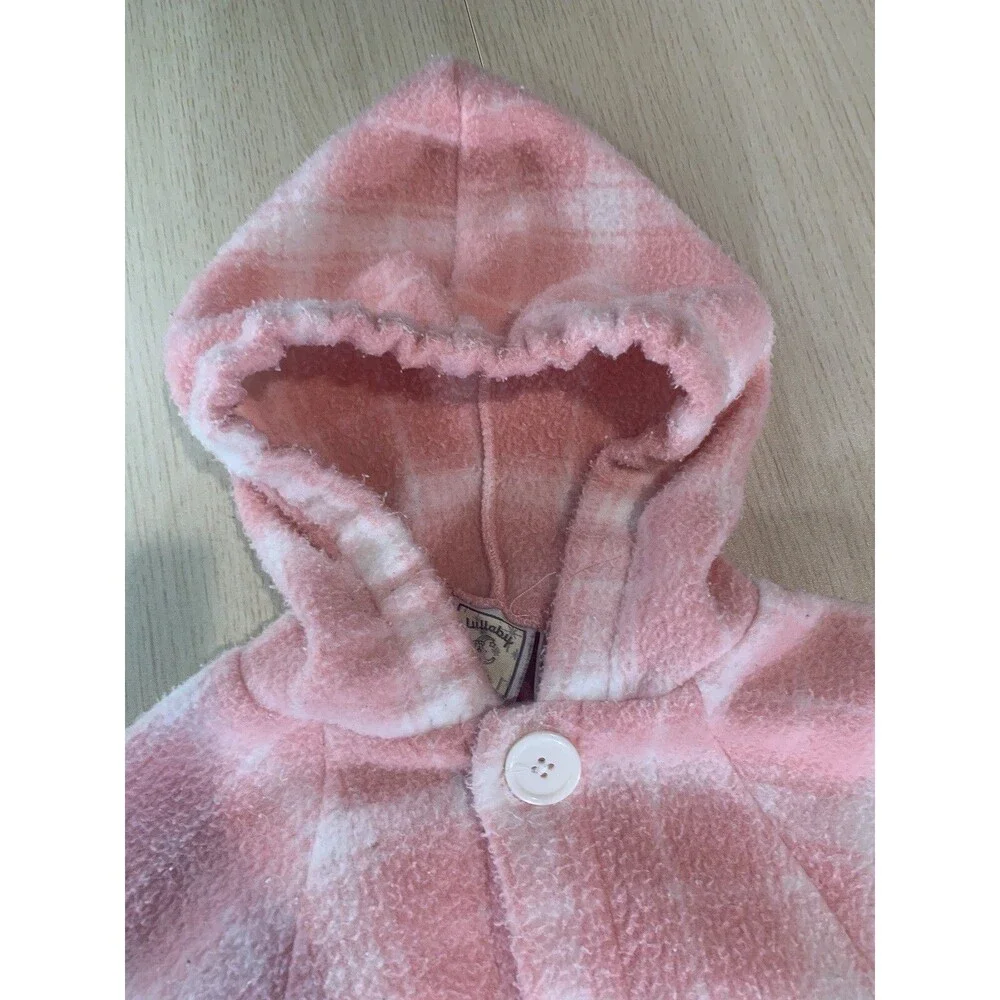 Vintage Lullaby Club Fleece Baby Bunting Bodysuit Size 6-9 Mo Pink Plaid Print